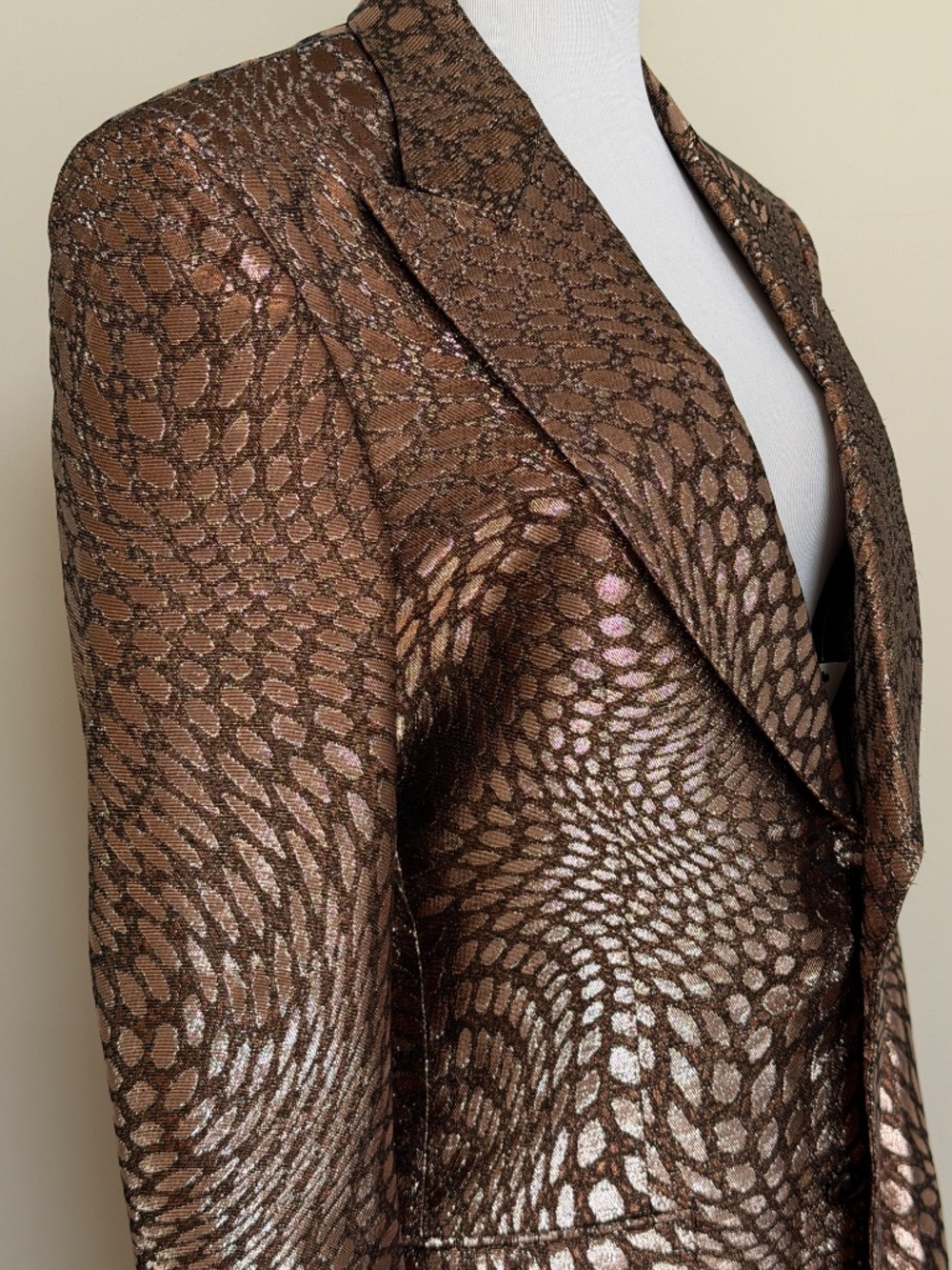 Tom Ford Atticus Bronze Distorted Dot Pattern Dupioni Dinner Jacket - Picture 9 of 15